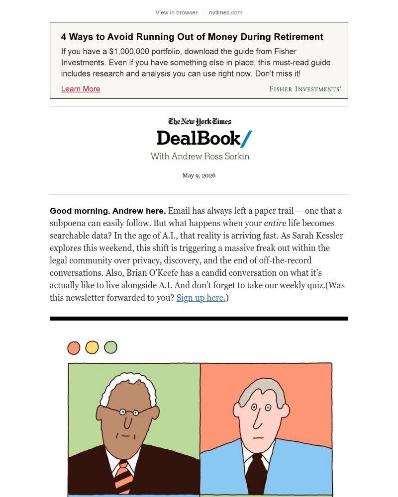 Screenshot of email sent to a The New York Times Customer