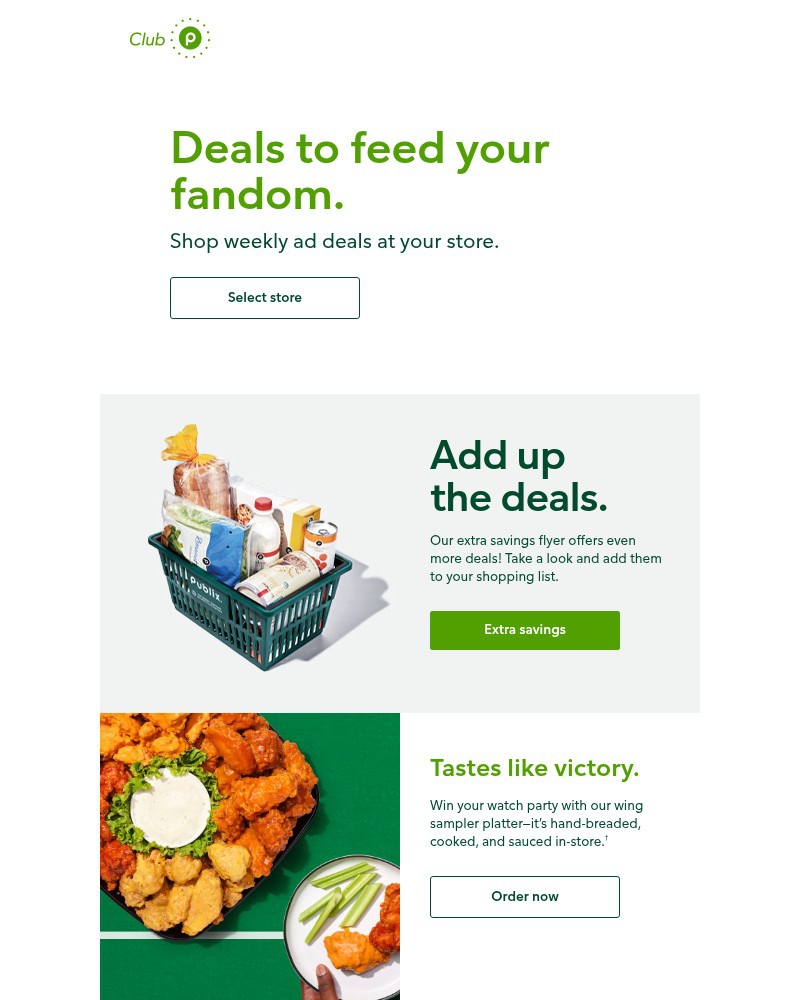 Screenshot of email sent to a Publix Registered user