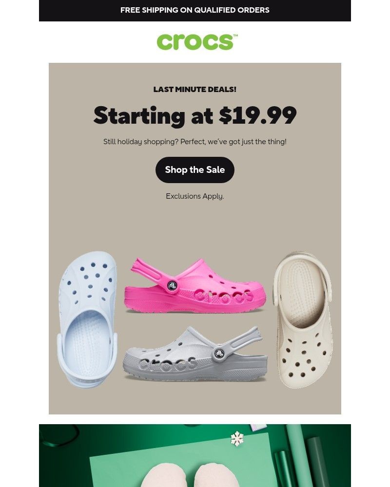Screenshot of email sent to a Crocs Newsletter subscriber