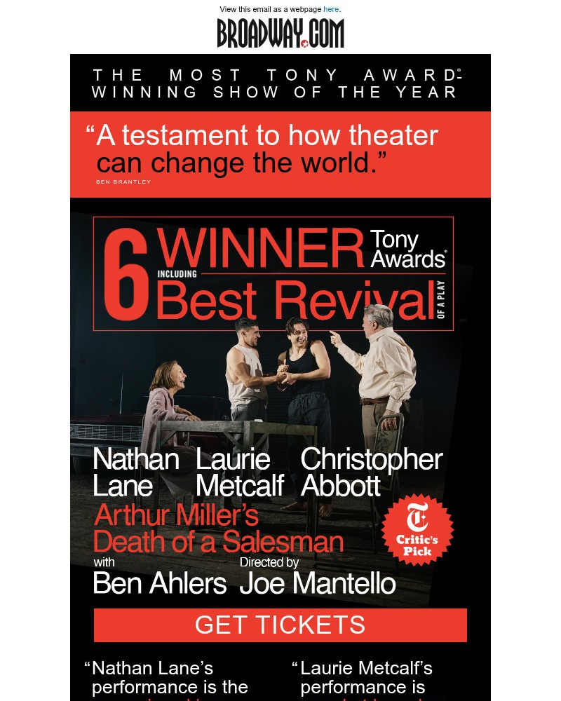 Screenshot of email sent to a Broadway NYC Newsletter subscriber