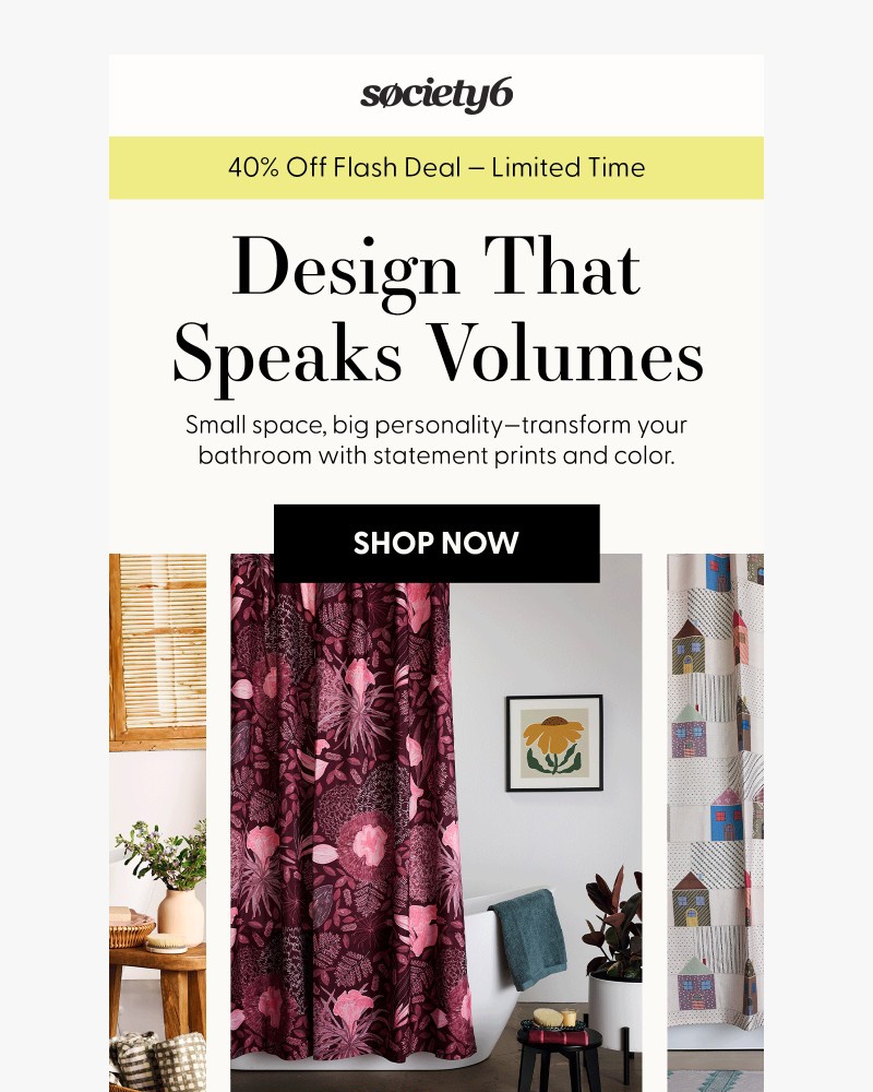 Screenshot of email sent to a Society6 Newsletter subscriber