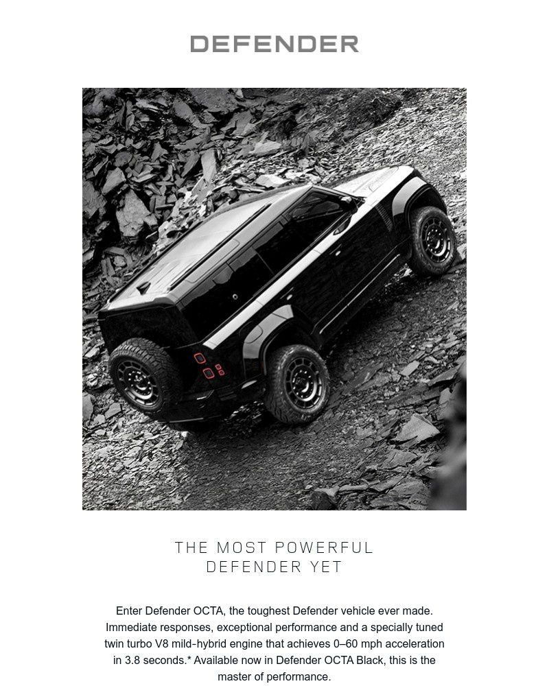 Screenshot of email sent to a Land Rover Newsletter subscriber