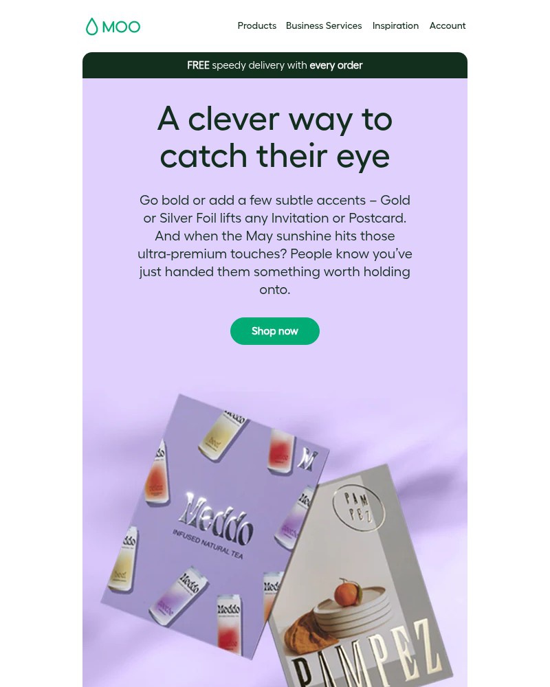 Screenshot of email sent to a Moo Newsletter subscriber