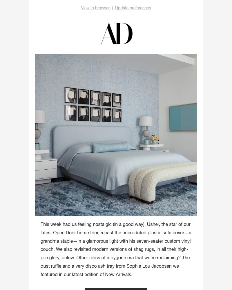 Screenshot of email sent to a Architectural Digest Newsletter subscriber