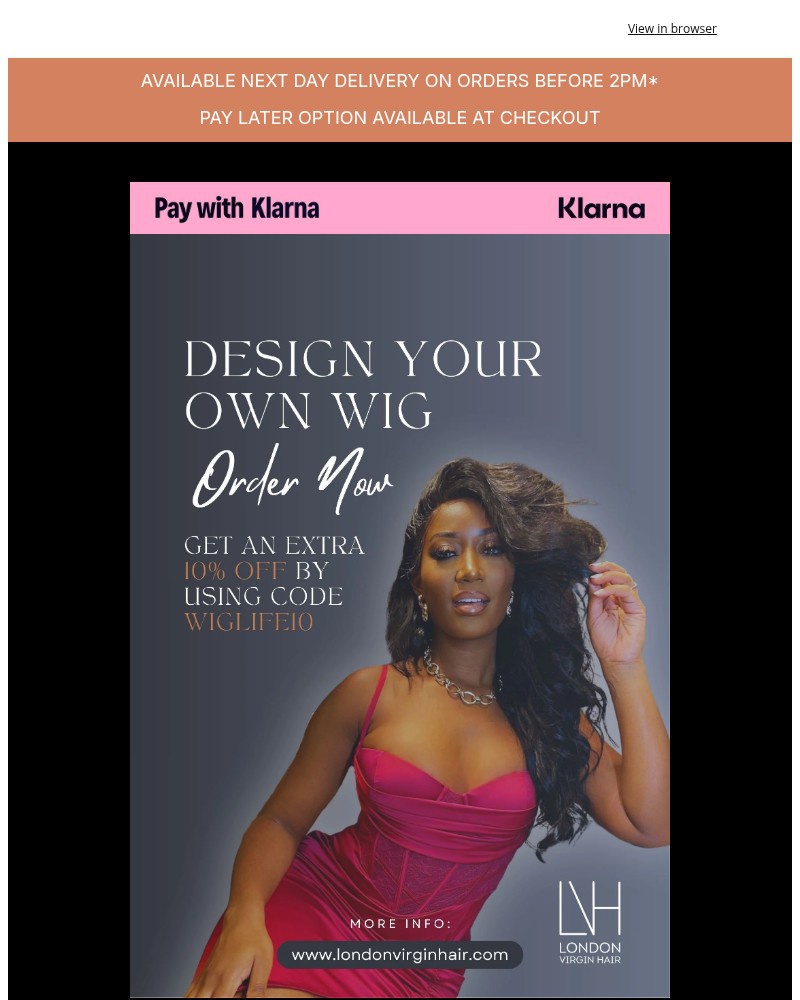 Screenshot of email sent to a London Virgin Hair Newsletter subscriber