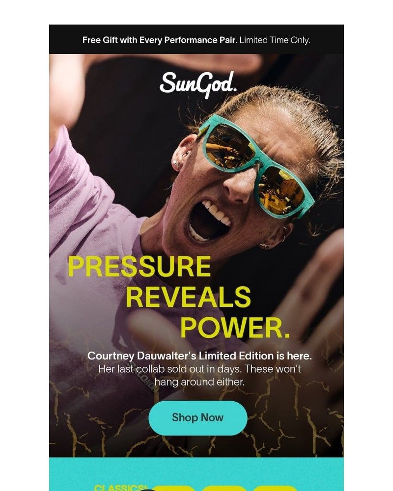 Screenshot of email sent to a SunGod Newsletter subscriber