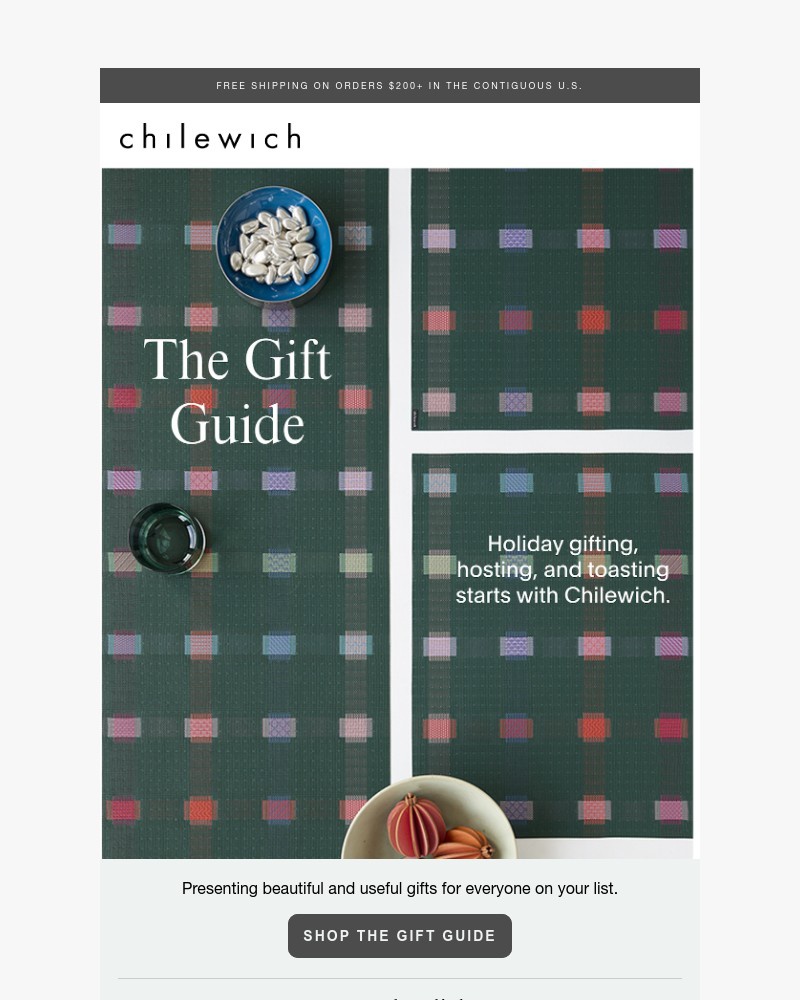 Screenshot of email sent to a Chilewich Newsletter subscriber