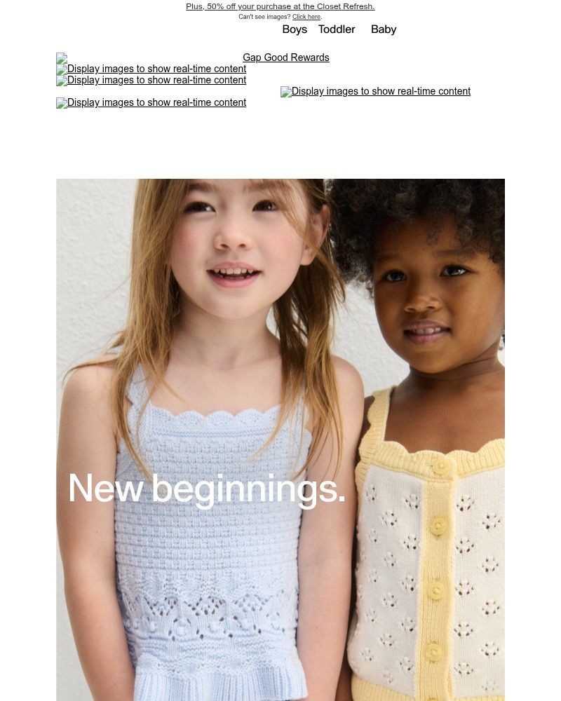 Screenshot of email sent to a Gap Newsletter subscriber