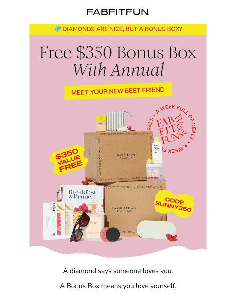 Screenshot of email sent to a FabFitFun Newsletter subscriber
