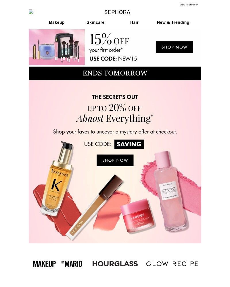 Screenshot of email sent to a Feelunique Newsletter subscriber