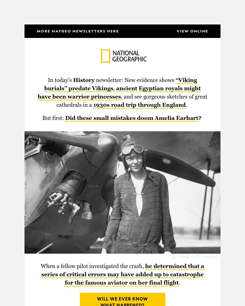 Screenshot of email sent to a National Geographic Newsletter subscriber