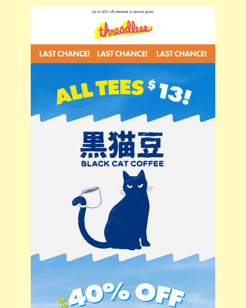 Screenshot of email sent to a Threadless Newsletter subscriber