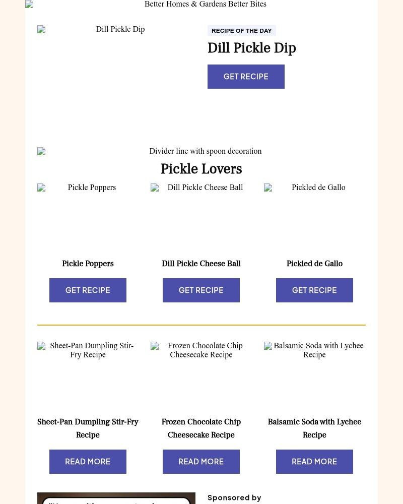 Screenshot of email sent to a Better Homes and Gardens Newsletter subscriber