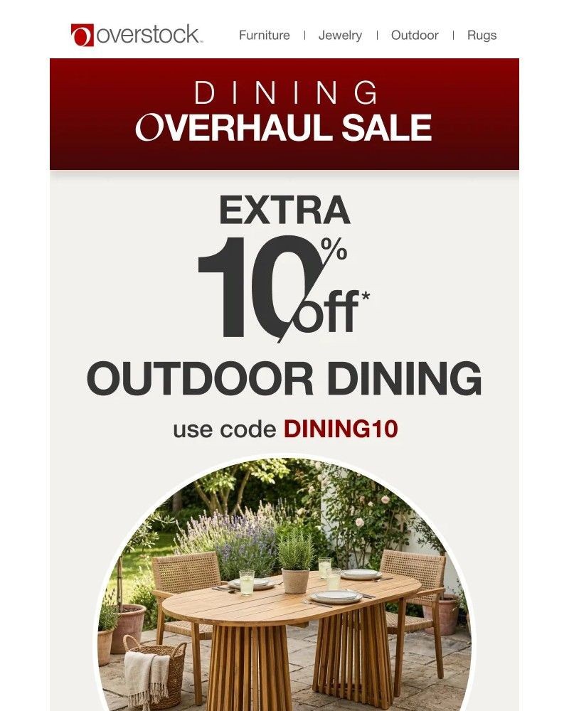 Screenshot of email sent to a Overstock Newsletter subscriber