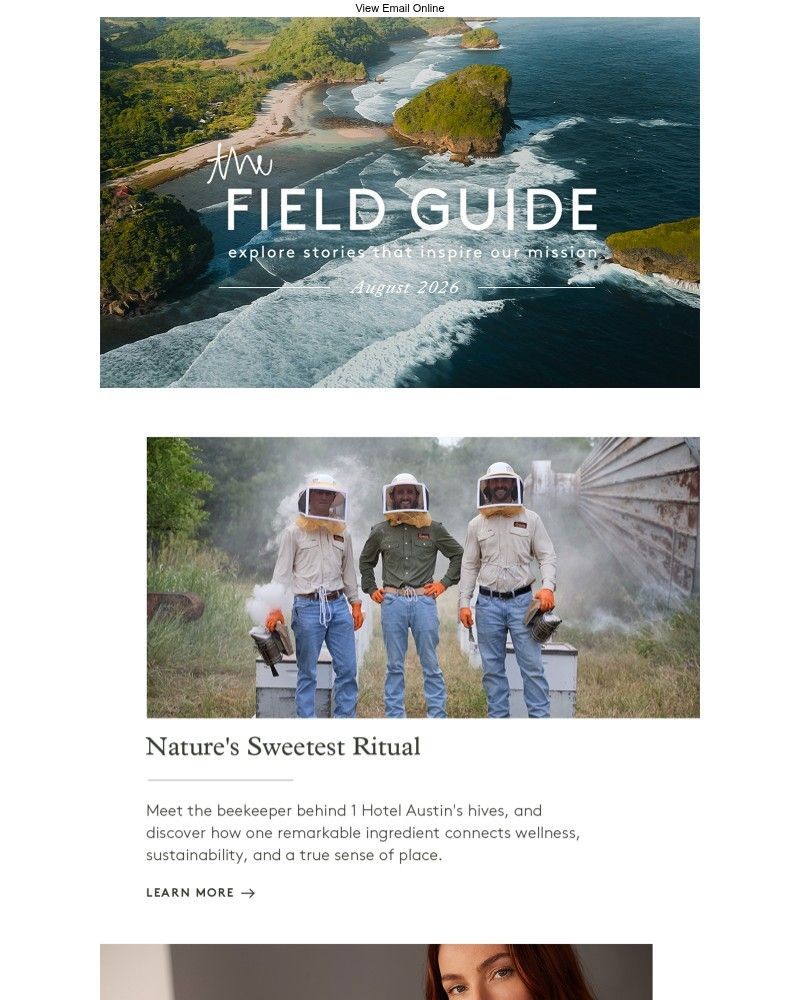 Screenshot of email sent to a 1 Hotels Newsletter subscriber