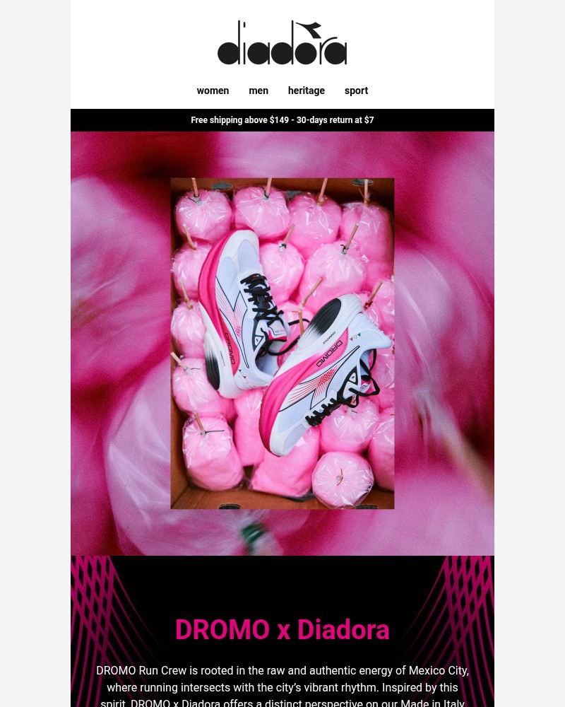 Screenshot of email sent to a Diadora Newsletter subscriber