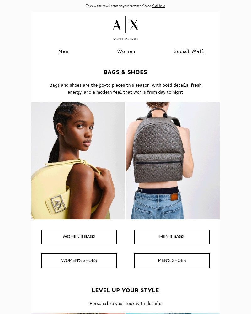 Screenshot of email sent to a Armani Newsletter subscriber