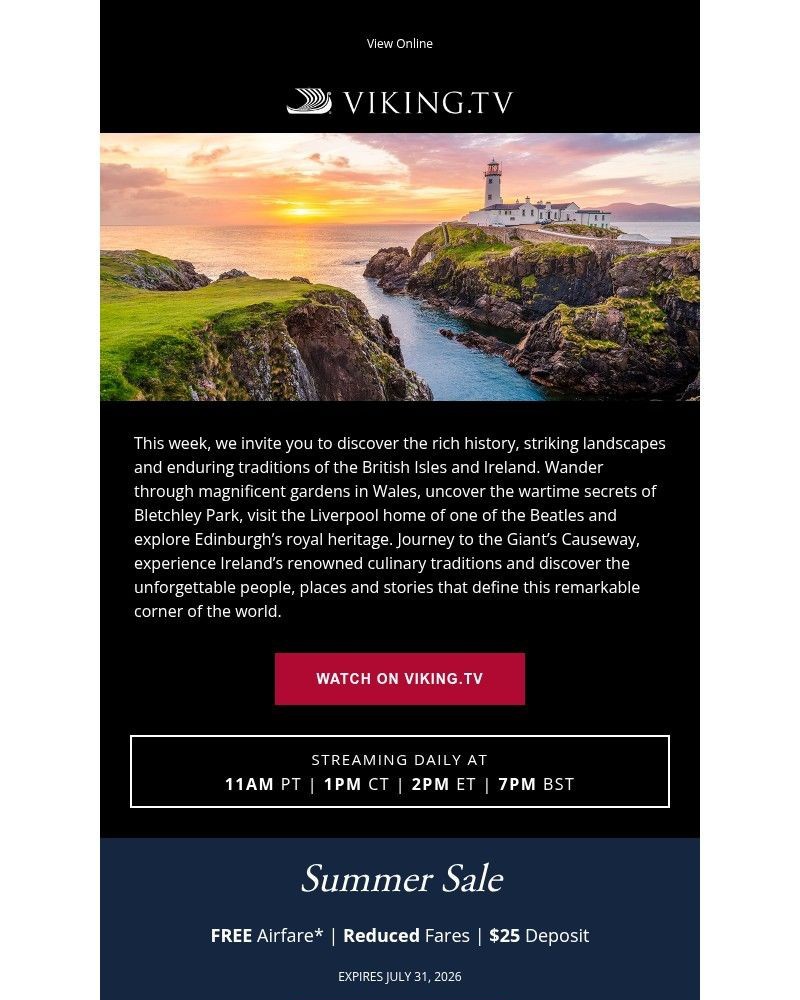 Screenshot of email sent to a Viking Cruises Newsletter subscriber