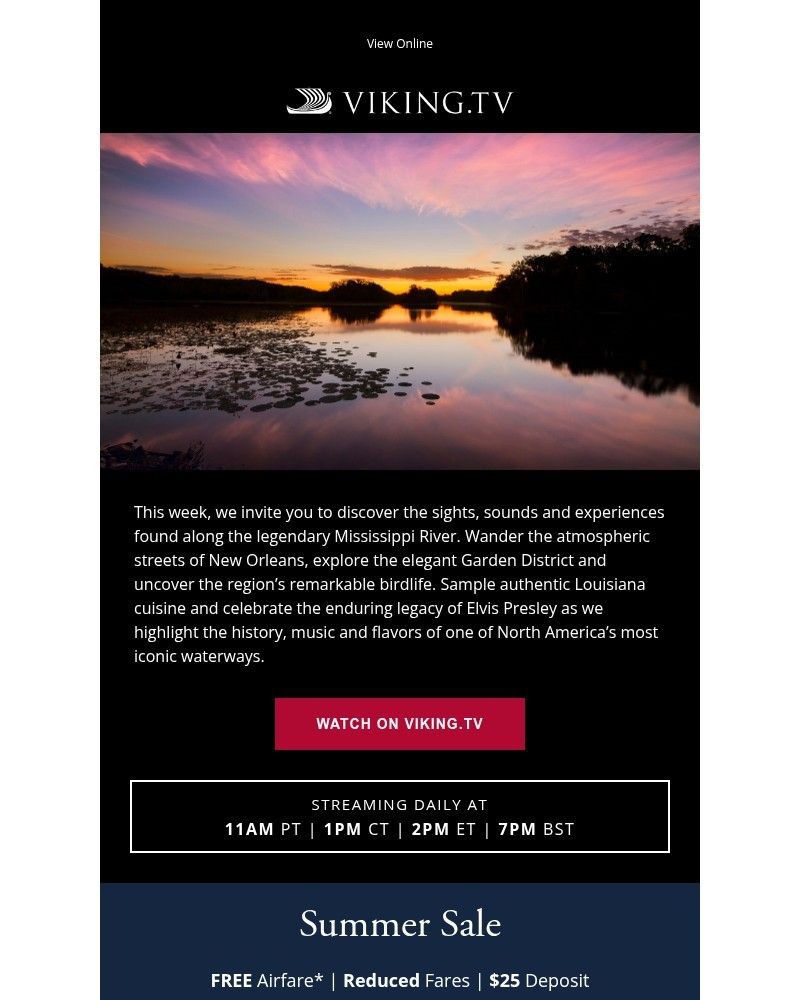 Screenshot of email sent to a Viking Cruises Newsletter subscriber