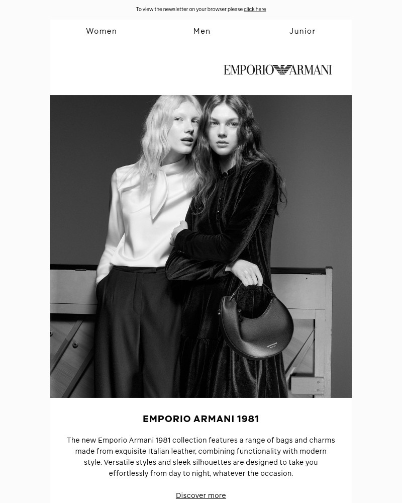 Screenshot of email sent to a Armani Newsletter subscriber