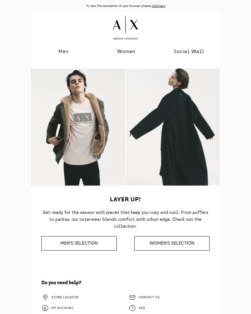 Screenshot of email sent to a Armani Exchange Newsletter subscriber
