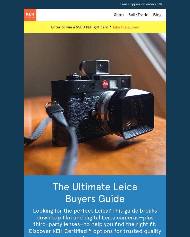 Screenshot of email sent to a KEH Camera Newsletter subscriber