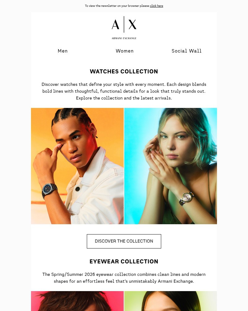 Screenshot of email sent to a Armani Exchange Newsletter subscriber