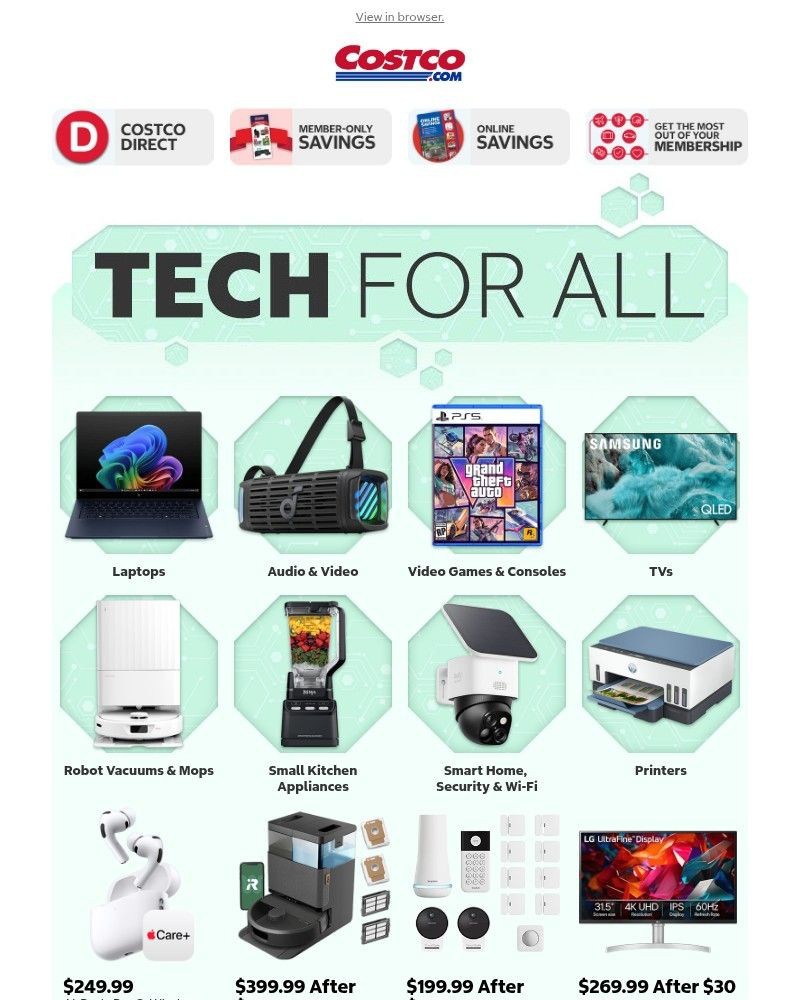 Screenshot of email sent to a Costco Newsletter subscriber