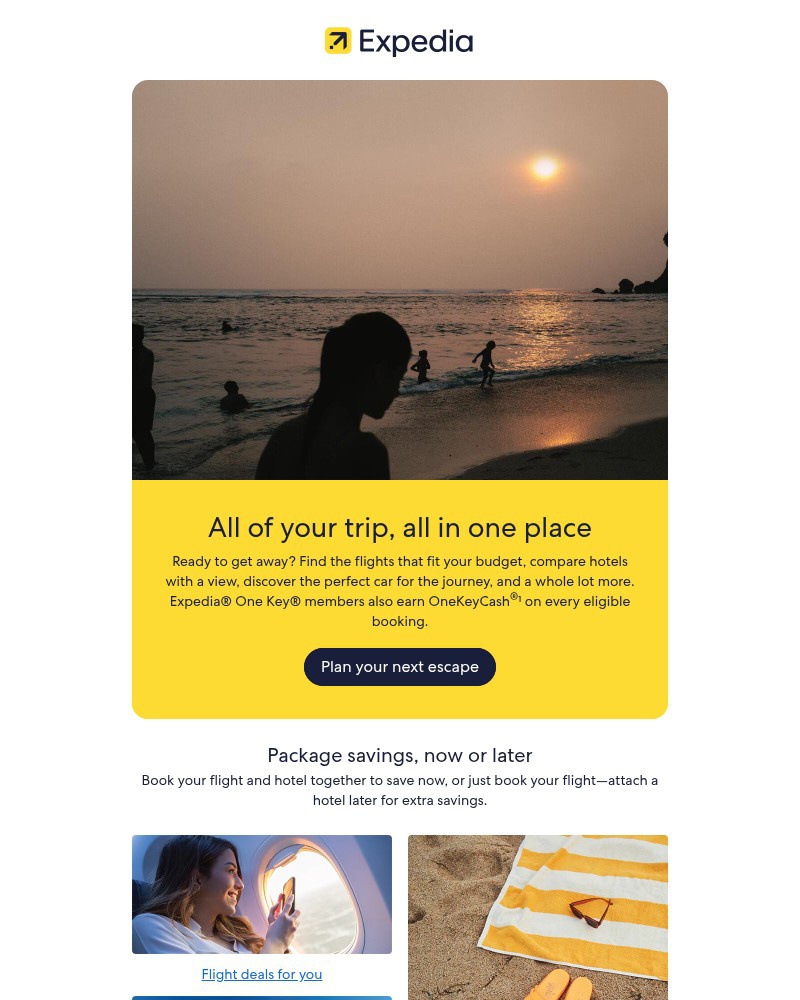Screenshot of email sent to a Expedia Registered user
