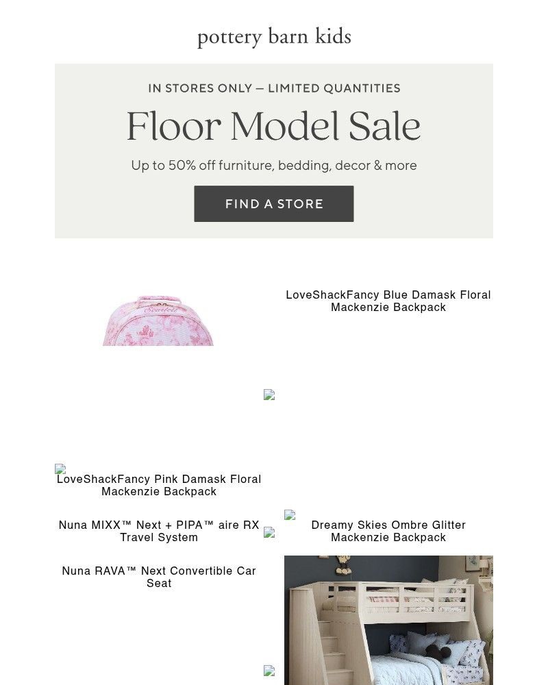 Screenshot of email sent to a Pottery Barn Newsletter subscriber