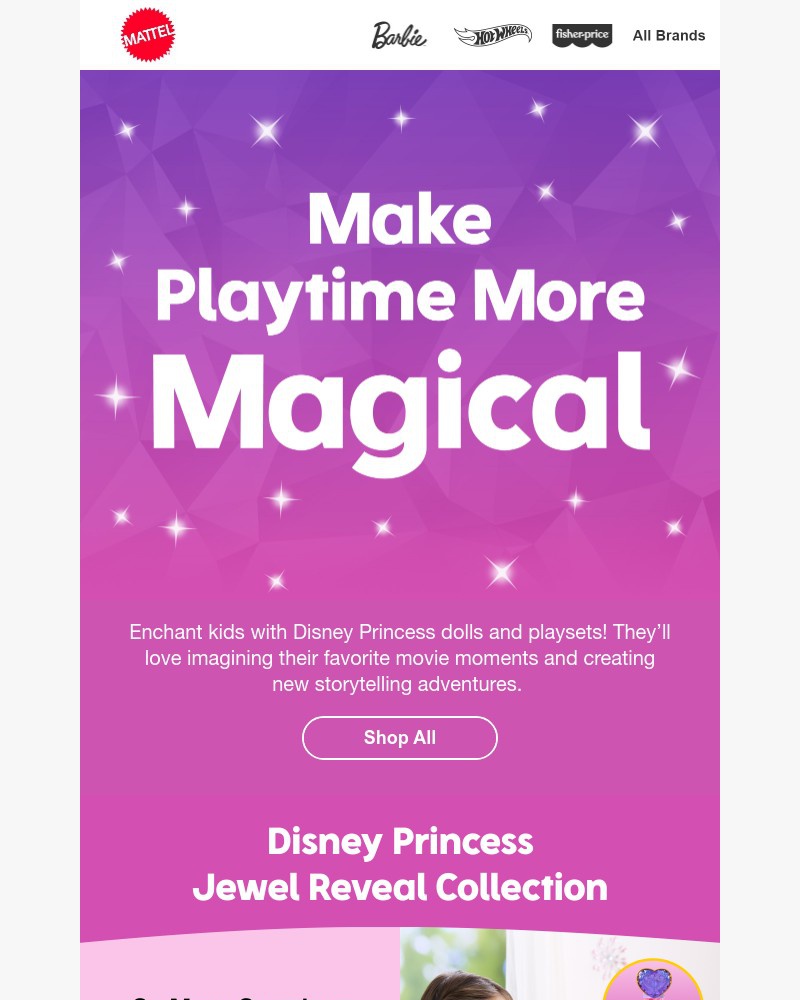 Screenshot of email sent to a Mattel Newsletter subscriber