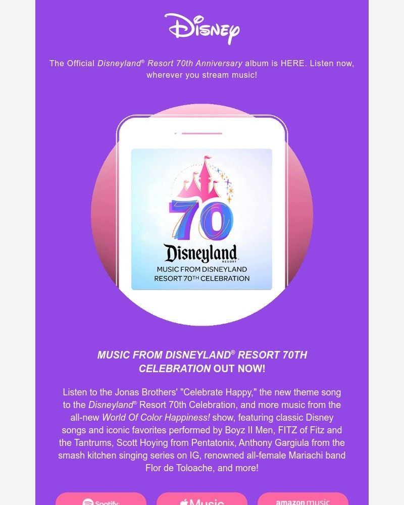 Screenshot of email sent to a Walt Disney World Resort Registered user