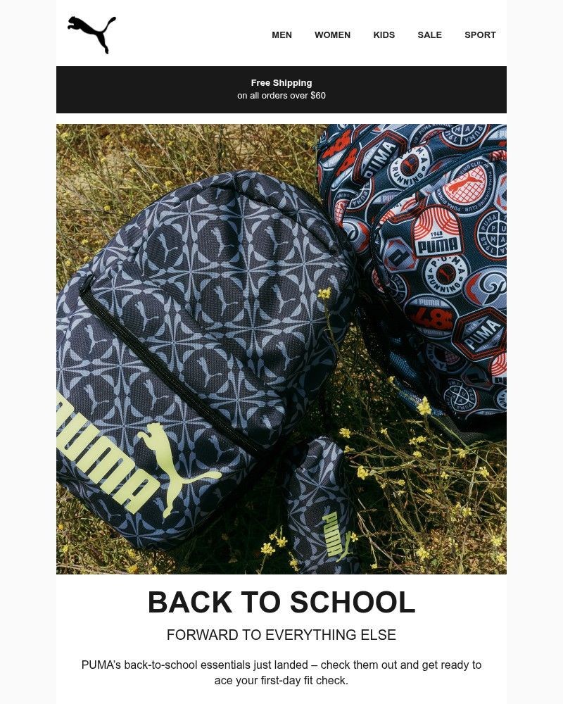 Screenshot of email sent to a Puma Newsletter subscriber