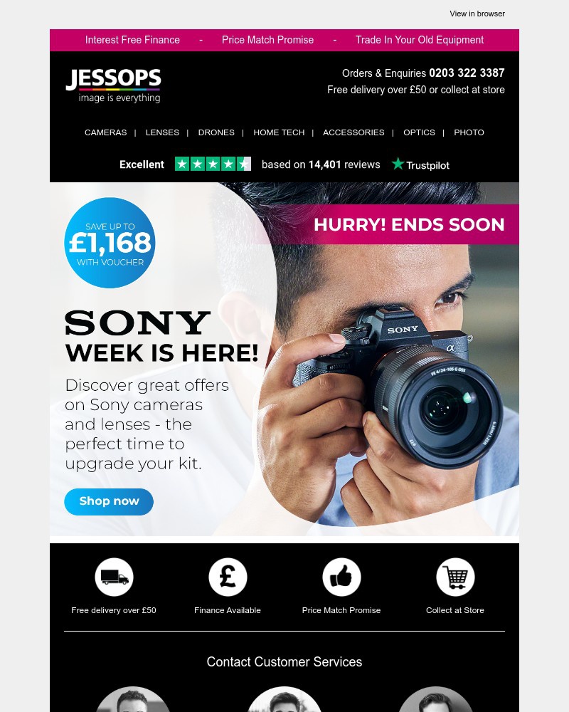Screenshot of email sent to a Jessops Newsletter subscriber