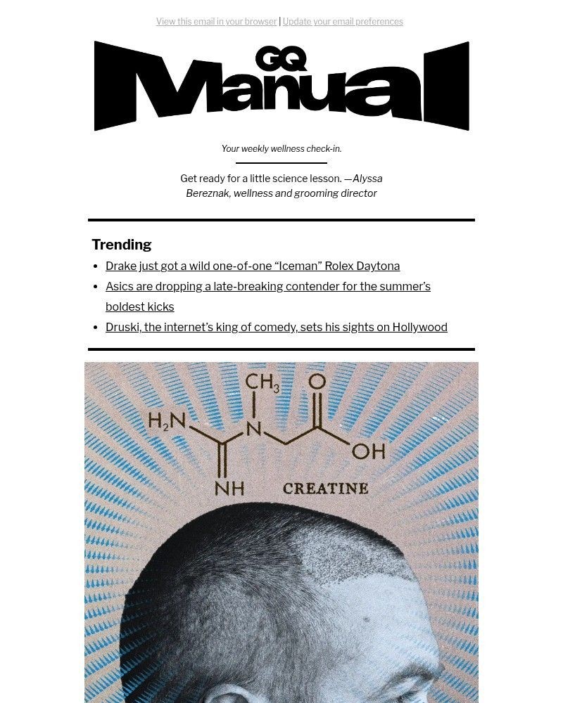 Screenshot of email sent to a GQ Newsletter subscriber