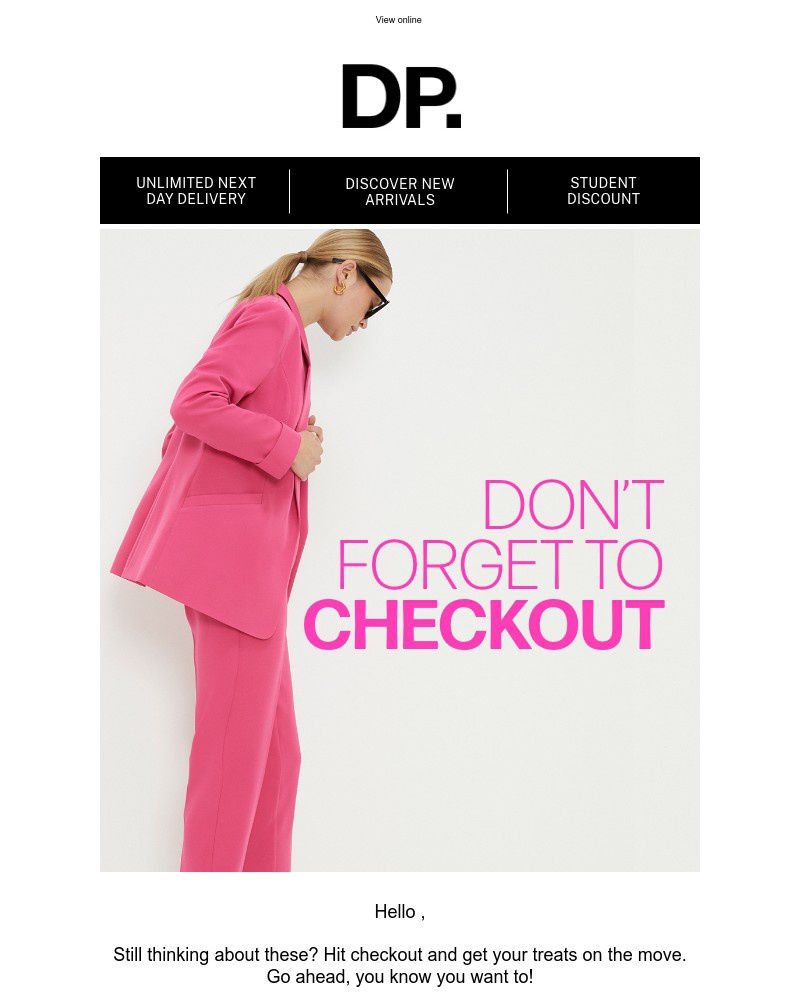 Screenshot of email sent to a Dorothy Perkins Newsletter subscriber