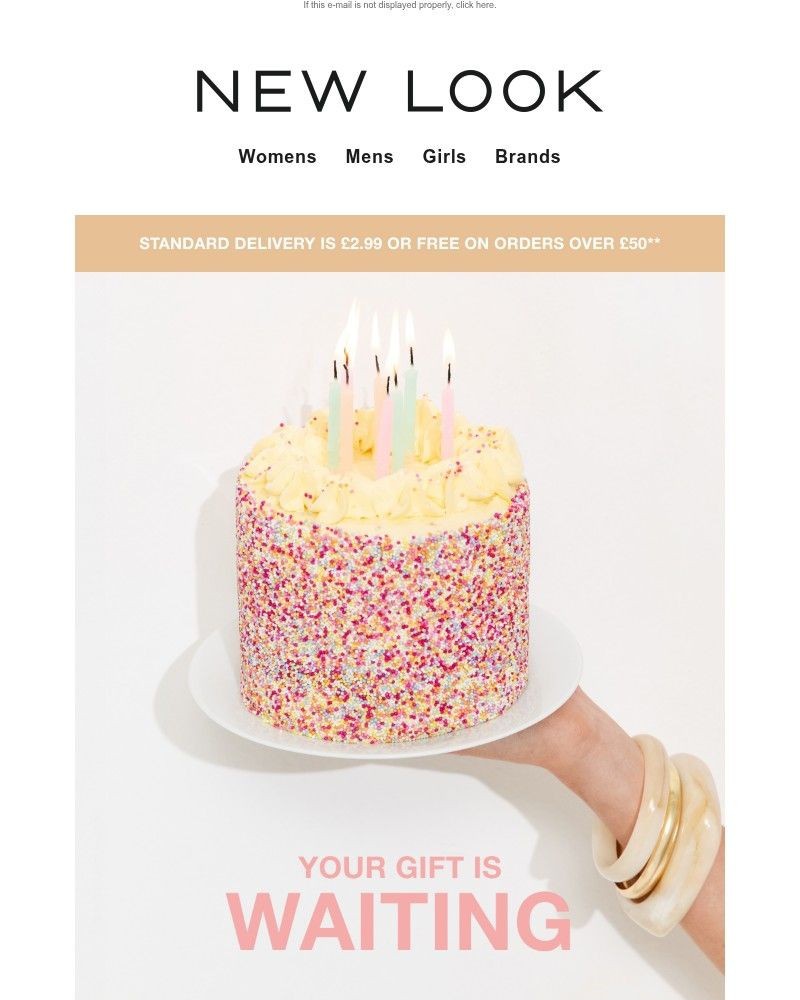 Screenshot of email sent to a New Look Newsletter subscriber