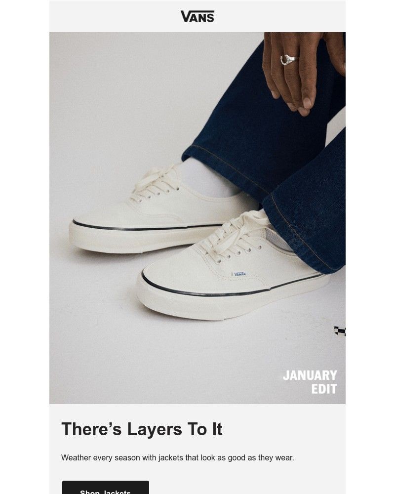 Screenshot of email sent to a Vans Registered user