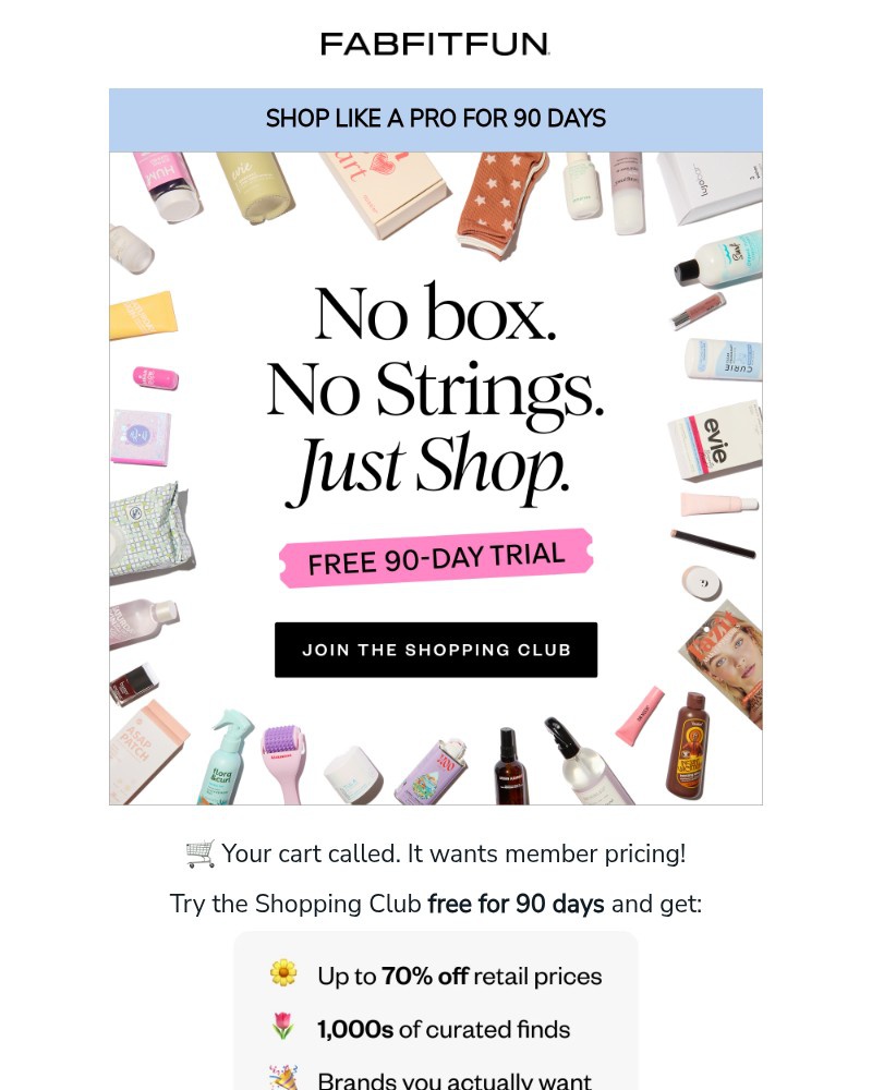 Screenshot of email sent to a FabFitFun Newsletter subscriber