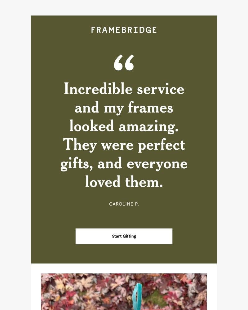 Screenshot of email sent to a Fleur & Bee Customer