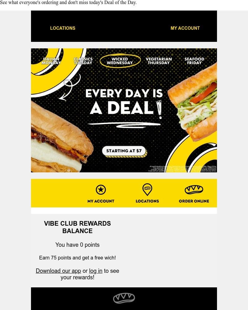 Screenshot of email sent to a Which Wich Registered user