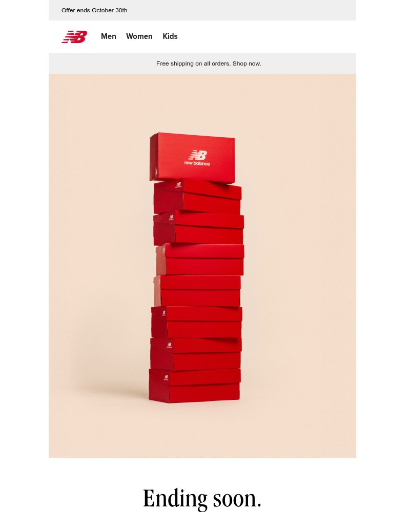 Screenshot of email sent to a New Balance Newsletter subscriber