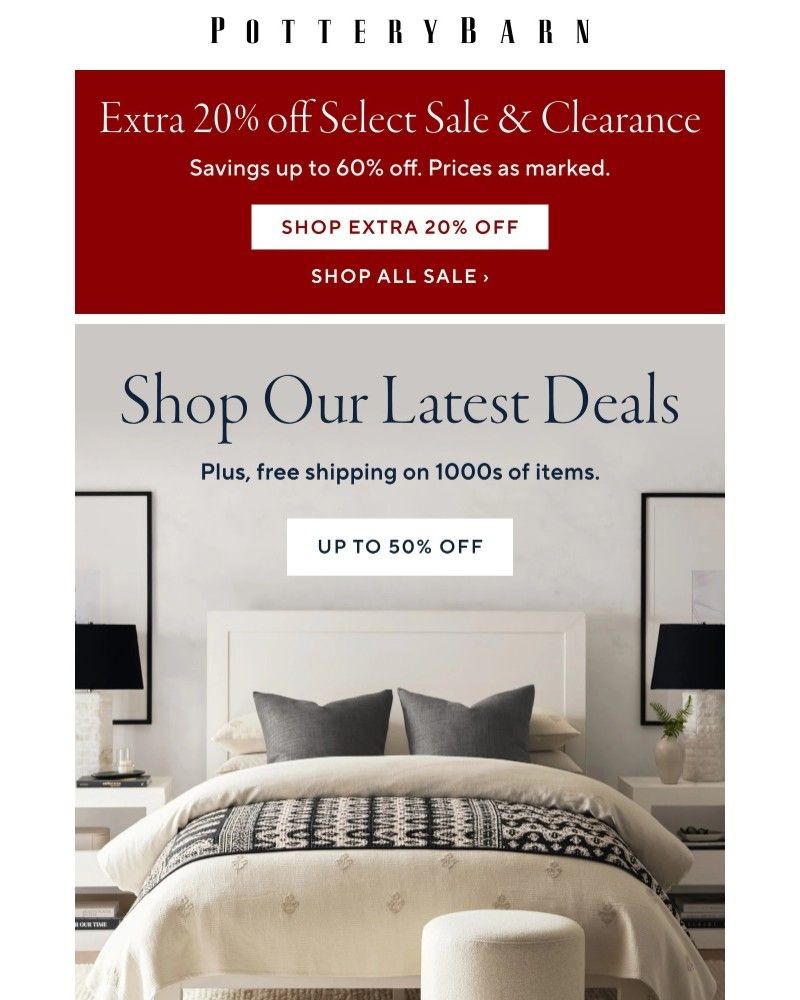 Screenshot of email sent to a Pottery Barn Cart abandoner