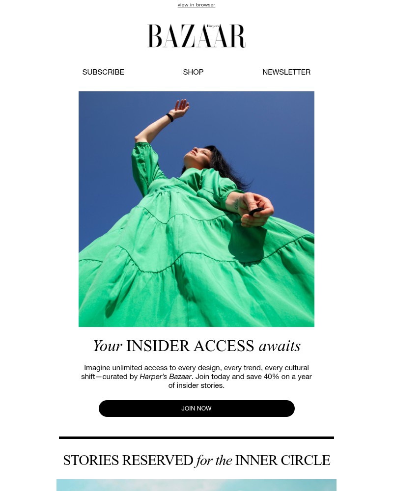Screenshot of email sent to a Harper’s Bazaar Newsletter subscriber