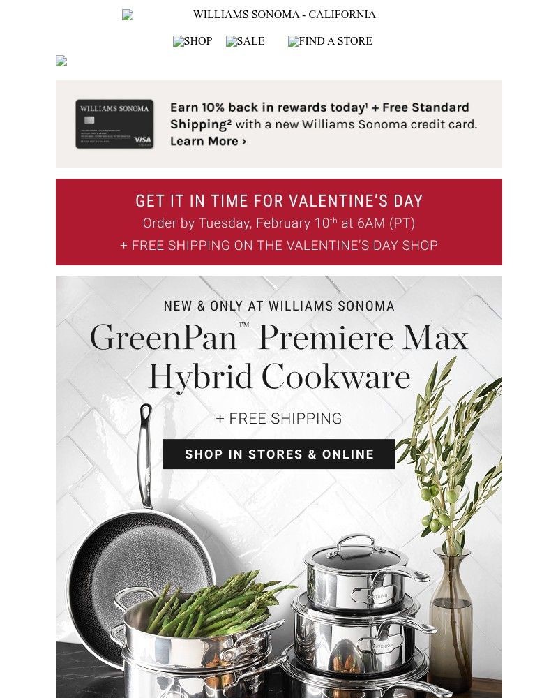 Screenshot of email sent to a Williams Sonoma Newsletter subscriber