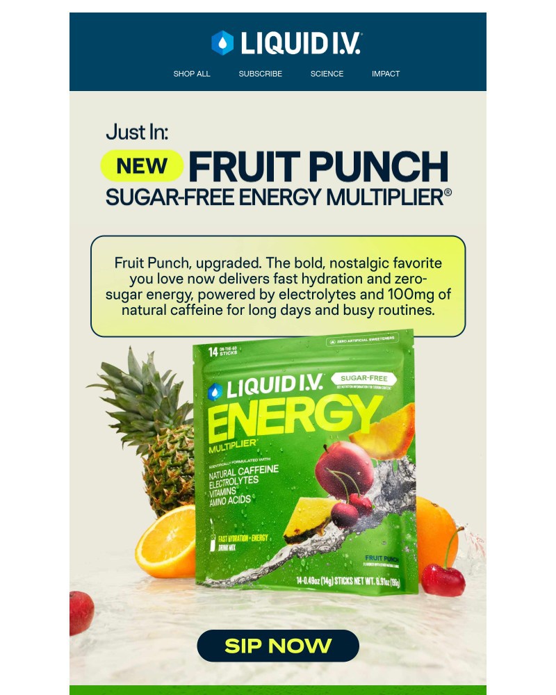 Screenshot of email sent to a Liquid I.V. Newsletter subscriber