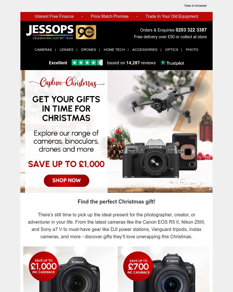 Screenshot of email sent to a Jessops Newsletter subscriber