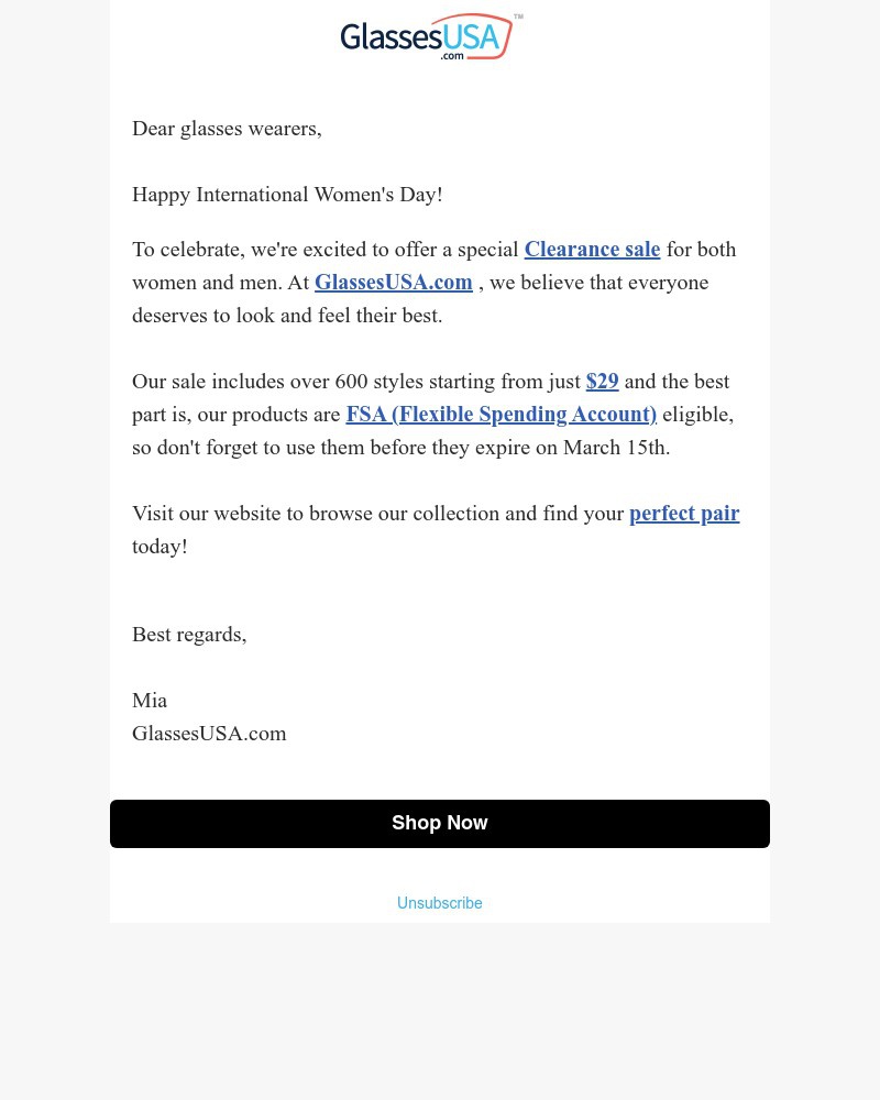 Screenshot of email with subject /media/emails/dont-miss-out-our-huge-clearance-sale-for-international-womens-day-972930-cropped_Wq3R4GS.jpg