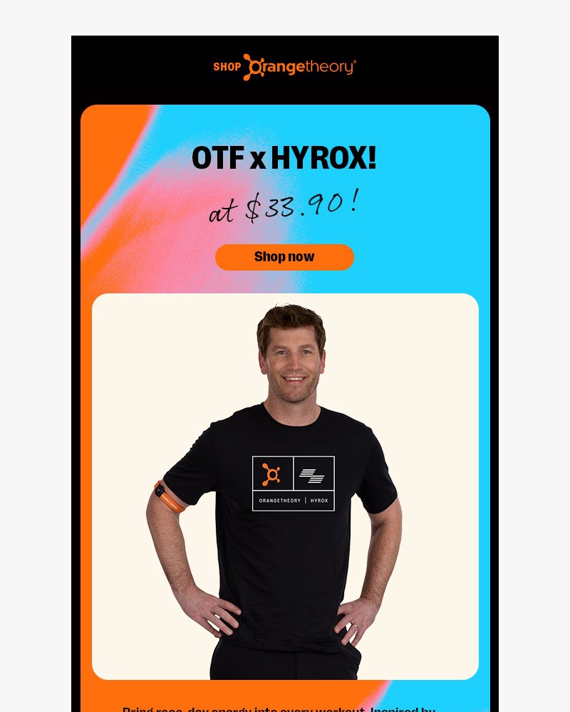 Screenshot of email sent to a Orange Theory Newsletter subscriber