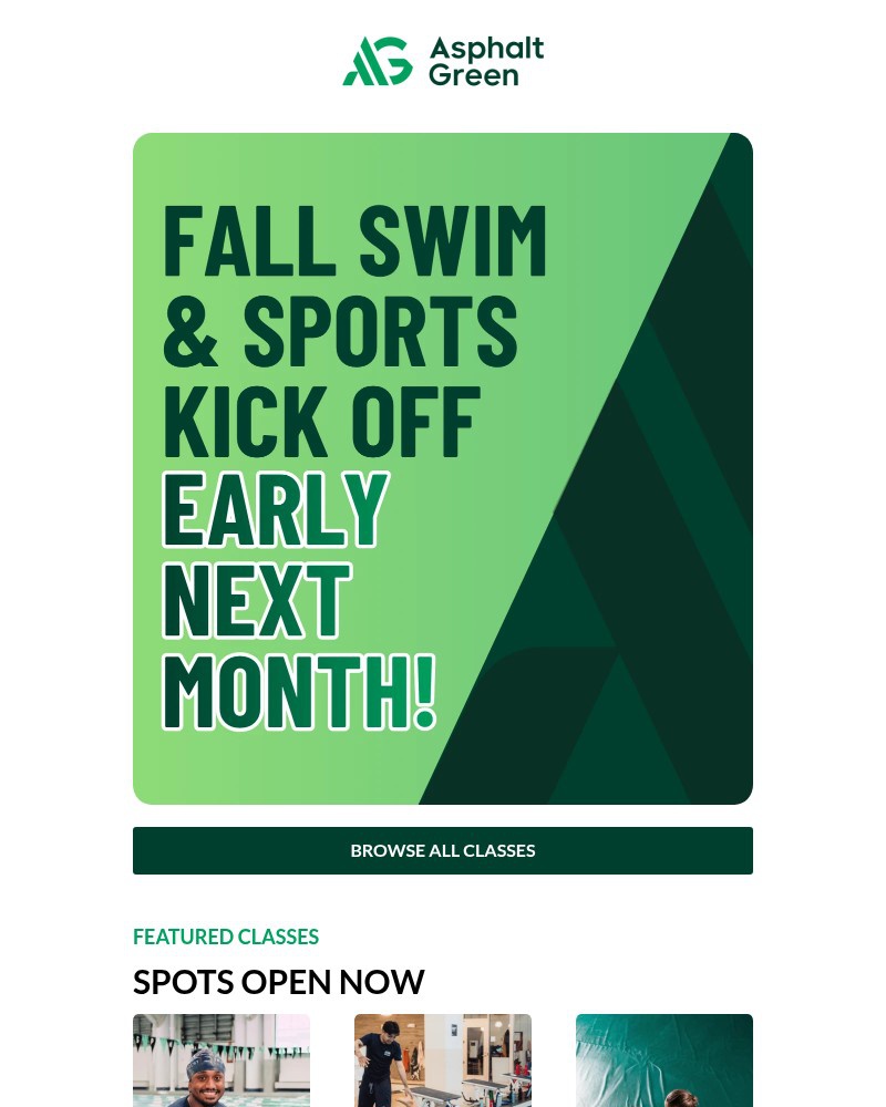 Screenshot of email sent to a Asphalt Green Newsletter subscriber
